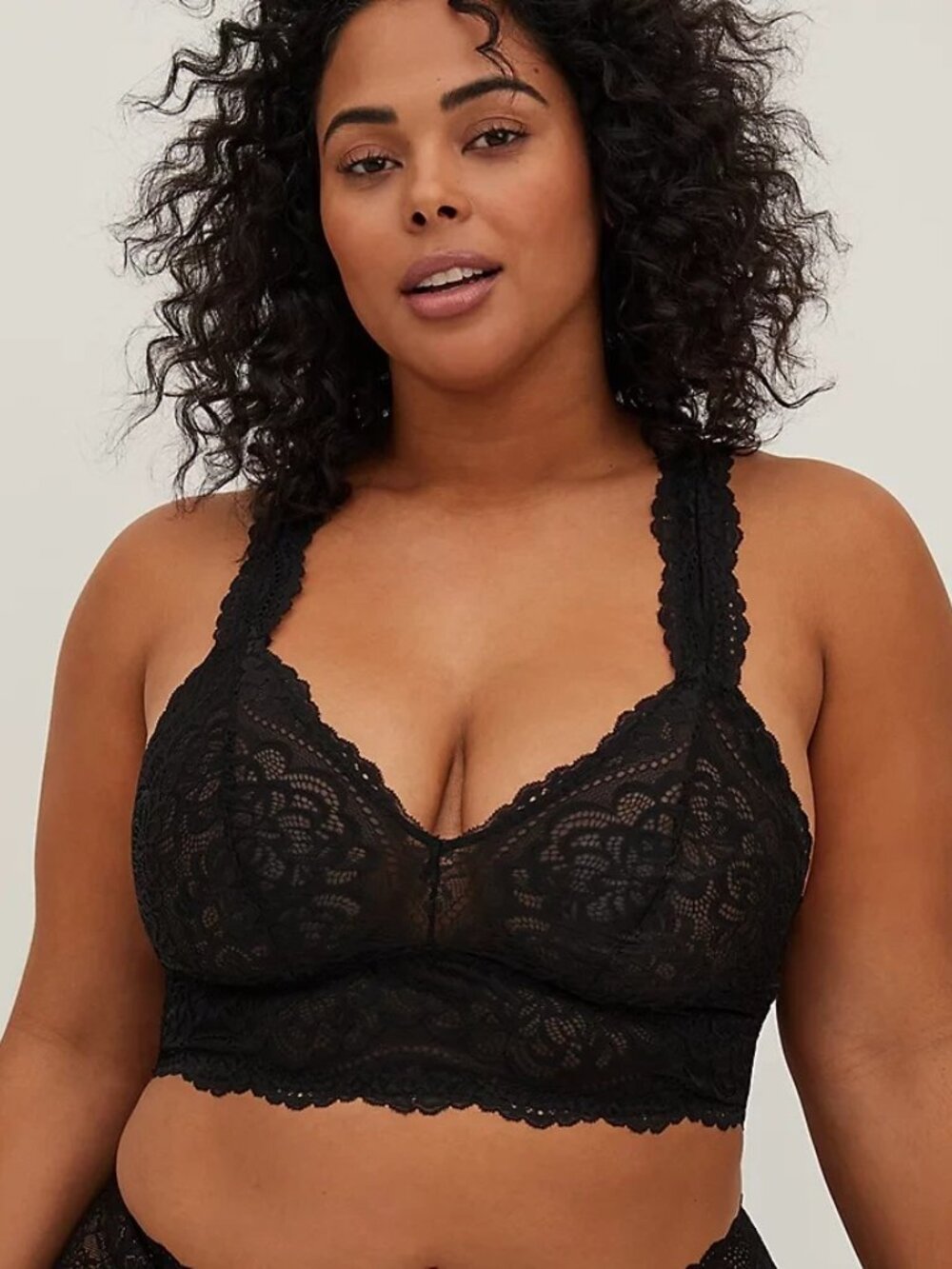 Womens Torrid BLACK LACE RACERBACK BRALETTE size 2